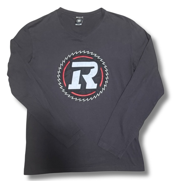 REDBLACKS - Men's Long Sleeve V-neck Ottawa Redblacks Tee, Medium, Grey - Picture 1 of 3